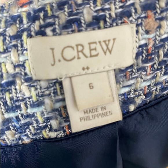 J.Crew multicolored zip front tinsel tweed cropped blazer with fringe - size 6 - Picture 9 of 9